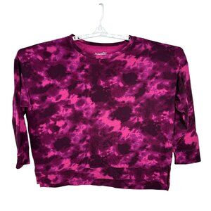 Terra & Sky Womens Tie-Dye Sweatshirt 1X  Cotton & Rayon Blend  Pink & Purple